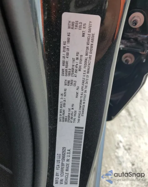 2025 Ram 1500 Big Horn/Lone Star из США, поврежденный, VIN 1C6RREBP1SN682629